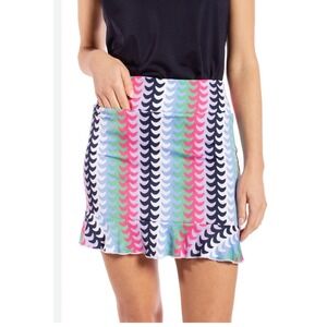 Golftini Reel It In-Long Skort Multicolor Scallop Print Ruffle Hem Mens Size M